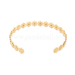 Brazaletes abiertos de acero inoxidable 304 con diseño de flor esmaltada para mujer&nbsp;BJEW-S152-01G-03