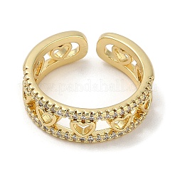 Gestellplattierung Messing Mikropflaster Zirkonia Manschettenfingerringe für Frauen&nbsp;RJEW-C114-11B-G