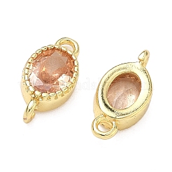 Breloques connecteurs ovales en laiton pavé de zirconiums cubiques&nbsp;KK-P348-07G-04