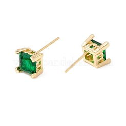 Aretes cuadrados de circonio cúbico verde&nbsp;EJEW-F282-27G