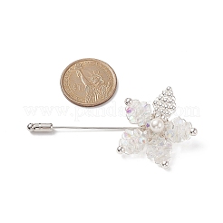 Blume aus geflochtenen Glasperlen mit Anstecknadel aus Muschelperlen&nbsp;JEWB-TA00004