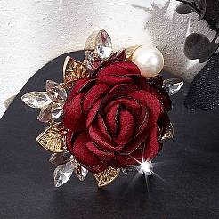 Rosa in stoffa con spilla in strass di cristallo&nbsp;JEWB-WH0028-12LG