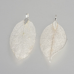 Gros pendentifs de feuille naturelle galvanisés&nbsp;X-IFIN-Q119-03A