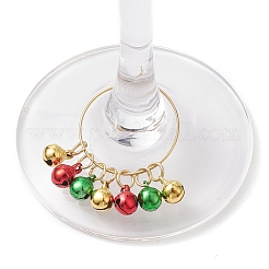 Weihnachts-Weinglas-Anhänger aus Messing mit Glockenmotiv&nbsp;AJEW-JO00257
