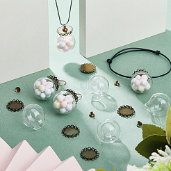 DIY-Sets zur Herstellung runder Anhänger aus Messing und Glas&nbsp;DIY-GO0002-23
