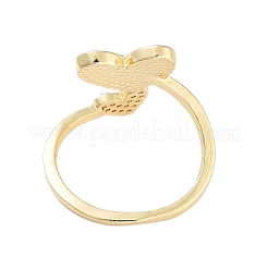 Offene Manschettenringe aus Messing mit Herz-Mikropflaster und Zirkonia für Damen&nbsp;RJEW-B064-16G