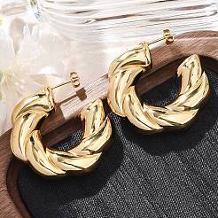 Orecchini a bottone in acciaio inossidabile 304 a forma di C per donna&nbsp;EJEW-A125-04G