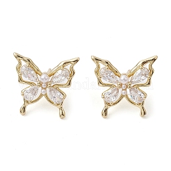 Boucles d'oreilles papillon en laiton&nbsp;EJEW-M245-07G
