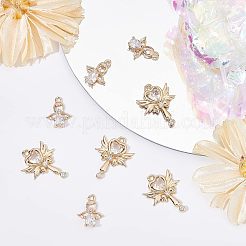 20 pièces 2 style placage en laiton micro pavé clair pendentifs en zircone cubique&nbsp;KK-FH0004-22