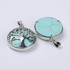Pendentifs en turquoise synthétiques teints&nbsp;G-P350-D12