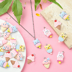 60 pièces 6 styles pendentifs en résine opaque à thème d'été&nbsp;RESI-CJ0002-96