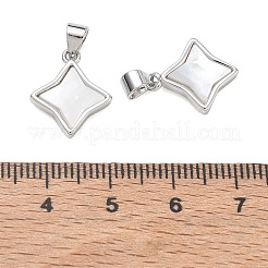 Ciondoli in ottone placcato e conchiglia bianca naturale&nbsp;SH-CBAB0A4-13P