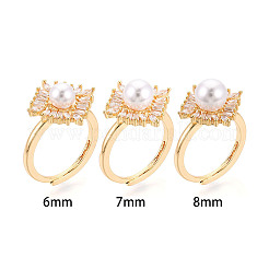 Rhombus Messing Micro Pave klare Zirkonia Cup Peg Ring Einstellungen&nbsp;KK-T076-17G