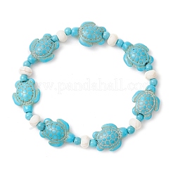 3 bracelet extensible en perles de turquoise synthétique et de coquillages d'eau douce naturels pour femmes&nbsp;BJEW-JB12017