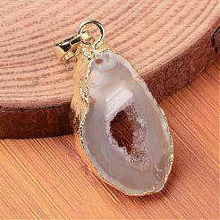 Gemischte goldfarbene Messing natürliche Druzy Geode Achat Scheibe Anhänger&nbsp;G-M282-01