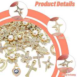 50 Stück 10 Stile Legierung Kristall Strass Anhänger&nbsp;ALRI-FS0001-14