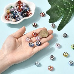 Gemischte handgefertigten Murano Goldsand Europäischen großes Loch Rondelle Korn&nbsp;LPDL-M013-M
