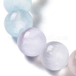 Bracelet extensible en perles rondes en sélénite naturelle teint en couleur macaron&nbsp;X-BJEW-D024-01A