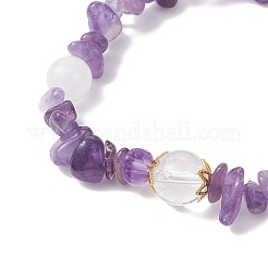 Stretch-Armbänder mit Perlen aus natürlichem Amethyst&nbsp;BJEW-JB12305-03
