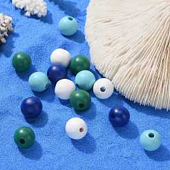 160 Stück 4 Farben Sommer Ozean Marine Stil lackiert Naturholz runde Perlen&nbsp;WOOD-LS0001-01G