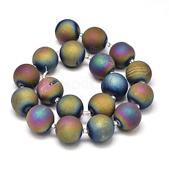 Runde galvani natürliche druzy Druse Quarzkristall Perlen Stränge&nbsp;G-A143B-20mm-03
