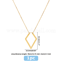 1 pièce de collier avec pendentif en forme de losange en acier inoxydable&nbsp;NJEW-HS0001-11G
