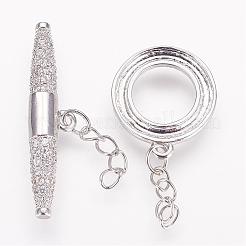Messing micro pave kubik zirkonia ring knebelverschlüsse&nbsp;ZIRC-P050-11P