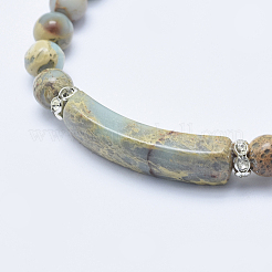 Bracciali di fascino naturale aqua jasper stretch&nbsp;BJEW-E322-01B