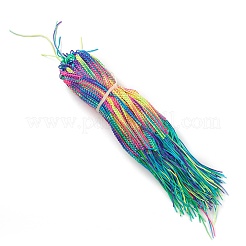 Fabrication de bracelets réglables tressés en polyester couleur arc-en-ciel pour femmes&nbsp;BJEW-F454-02