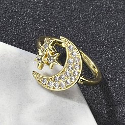 Bagues de manchette en laiton micro pavé de zircone cubique pour femmes&nbsp;RJEW-D322-04G