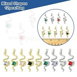 12 Stück 2-Farben-Rack-Plating-Legierung-Strass-Anhänger&nbsp;FIND-FS0003-70