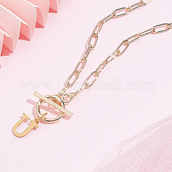 Colliers avec pendentif lettre en acier inoxydable 304&nbsp;NJEW-LP0001-52U-G