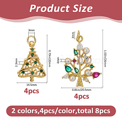 8 pièces 2 styles en laiton avec pendentifs en zircone cubique&nbsp;KK-FH0008-18