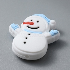 Bonhomme de neige thème de noël perles de silicone écologiques de qualité alimentaire&nbsp;LS-SIL-WH0013-39C