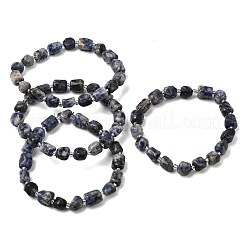 Stretcharmbänder aus natürlichem blauem Jaspis mit Säulenperlen&nbsp;GG-CBA05D5-01B-02