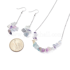 Natürliches Fluorit-Chips-Perlen-Schmuckset&nbsp;SJEW-JS01231-02