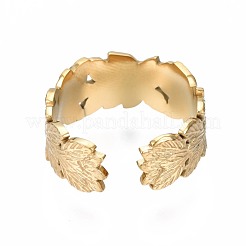 Anello polsino aperto con avvolgimento a foglia in acciaio inossidabile 304&nbsp;RJEW-T023-27G