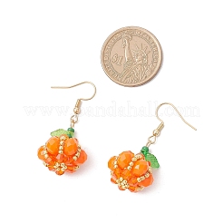 Boucles d'oreilles pendantes en forme de citrouille en acier inoxydable 304&nbsp;EJEW-MZ00514-02