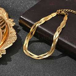 Bracciali a spina di pesce in acciaio inossidabile 304 per donna&nbsp;BJEW-B137-02G