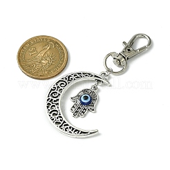 Hamsa-Hand- und Mond-Anhänger aus Legierung im tibetischen Stil&nbsp;HJEW-JM01472