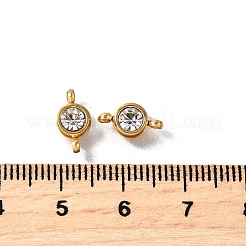 201 Edelstahl Kristall Strass flache runde Verbindungsstück Charms&nbsp;STAS-F318-04G