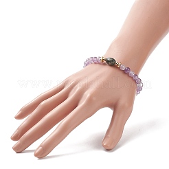 Ensemble de bracelets extensibles en laiton et pierres précieuses mixtes naturelles et synthétiques de style 7 pièces 7&nbsp;BJEW-JB08997