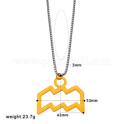 Colliers pendentifs douze constellations en acier inoxydable 304 de style punk avec chaînes à maillons carrés en acier inoxydable.&nbsp;WGE8D8E-05