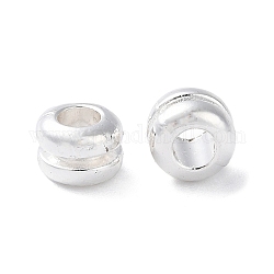 Aluminium Zwischen perlen, langlebig plattiert, gerillt, Kolumne, Silber, 6x5 mm, Bohrung: 3 mm