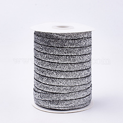 Glitter Sparkle Ribbon, Polyester & Nylon Ribbon, Silver, 3/8 inch(9.5~10mm), about 50yards/roll(45.72m/roll)