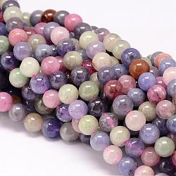 Fili di perle di tanzanite naturale e tormalina, tondo, colore misto, 6mm, Foro: 1 mm, circa 68pcs/filo, 16 pollice