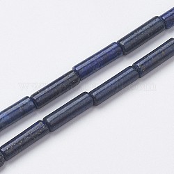 Natürliche Lapislazuli Perlenstränge, gefärbt, Tube, 13~14x3.5~5 mm, Bohrung: 1 mm, ca. 29 Stk. / Strang, 15.1~15.7 Zoll (385~400 mm)