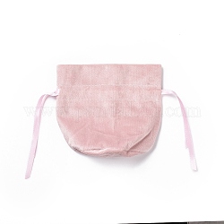 Бархатные сумки для бижутерии с кулиской и пластиковой имитацией жемчуга, подарочные пакеты из бархатной ткани, розовые, 13.2x14x0.4 см