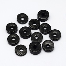 Dyed Donut Coconut Beads, Black, 9x2~5mm, Hole: 2mm, about 1612pcs/500g
