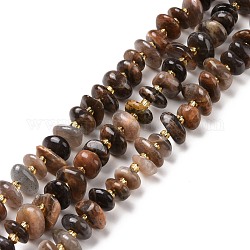 Brins de perles de sunstone noirs naturels, puce, 5~18x3~9x2~5mm, Trou: 1mm, Environ 67~69 pcs/chapelet, 15.55'' (39.5~40 cm)